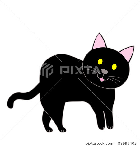 站立的黑貓面對右邊的白色背景 88999402