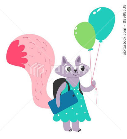 Cute raccoon character with inflatable balloons 88999539