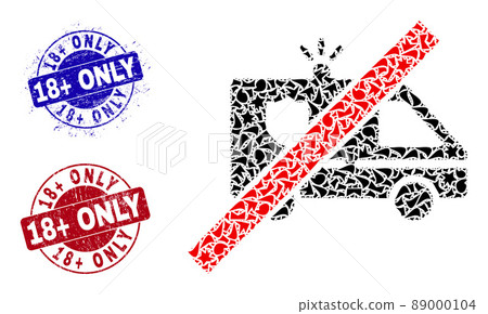 No Patrol Car Mosaic of Shards with 18+ Only Distress Rubber Imprints No Patrol Car Mosaic of Shards with 18+ Only Distress Rubber Imprints 89000104