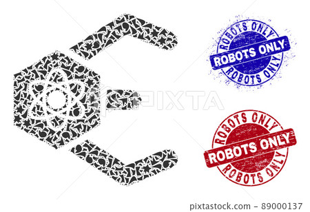 Atomic Bot Mosaic of Spalls with Robots Only Grunge Seal Stamps Atomic Bot Mosaic of Spalls with Robots Only Grunge Seal Stamps 89000137