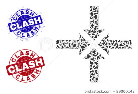 Compress Arrows Mosaic of Spalls with Clash Grunge Seal Stamps 89000142