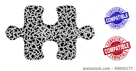 Puzzle Item Mosaic of Fractions with Compatible Textured Seals 89000177