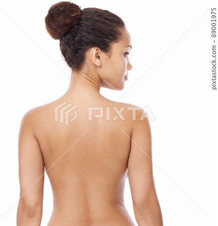 Shes got a beautiful back. Rearview of a young naked woman. 89001975
