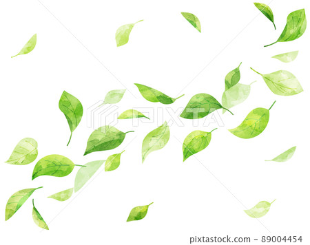 Illustration of leaves dancing in the wind processed in a watercolor style 89004454
