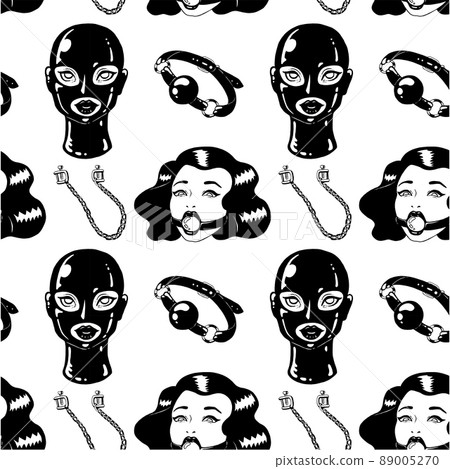 BDSM hand drawn seamless pattern. Black and white ink illustration BDSM hand drawn seamless pattern. Black and white ink illustration 89005270