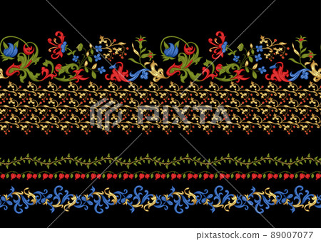 Floral vintage pattern. Medieval illuminati manuscript inspiration. Floral vintage pattern. Medieval illuminati manuscript inspiration. 89007077