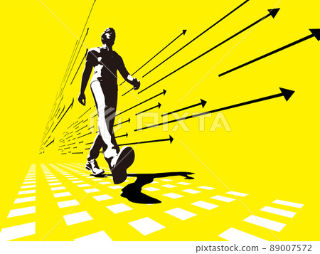 一個穿著西裝的男性剪影，充滿信心地向前邁進 向量例證 89007572