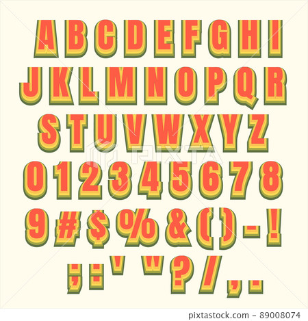 Colorful Retro Text Effect Letter alphabet stylized 89008074