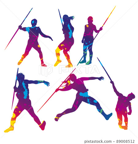 Javelin throw silhouette illustration (colorful) 89008512