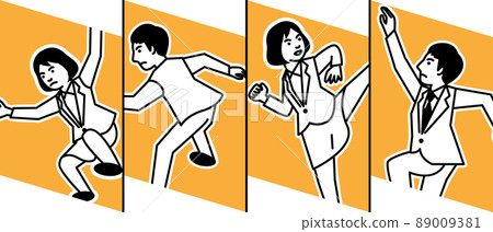 商務場景4個男女姿勢 89009381