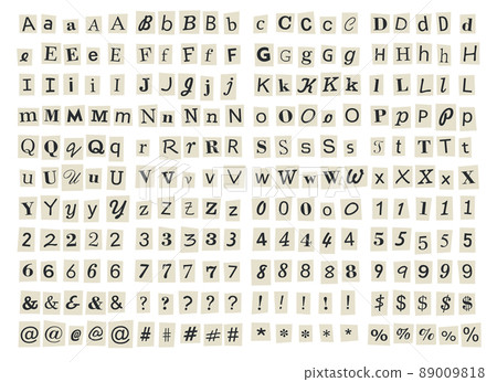 Anonymous Newspaper Letters and Numbers Set. Vector Anonymous Newspaper Letters and Numbers Set. Vector 89009818