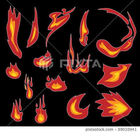 Set of flame illustrations (with white border) 89010941