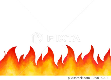 Burning flames on fire watercolor background 89013002