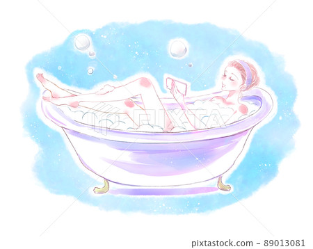 A woman smartphone that enjoys bath time 89013081