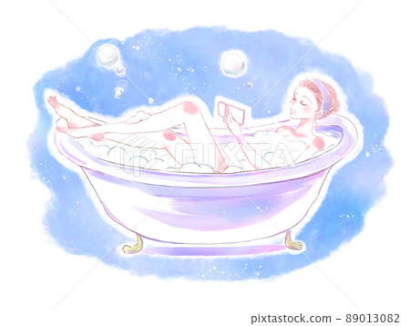 A woman smartphone that enjoys bath time 89013082