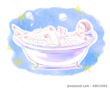 A woman smartphone that enjoys bath time 89013083