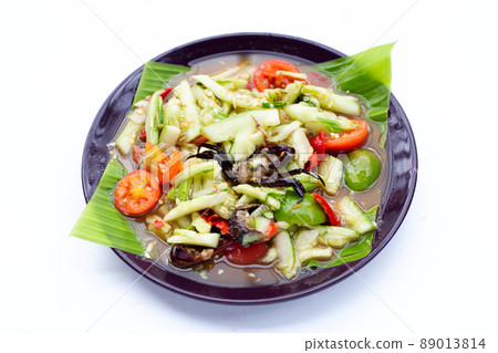 Spicy cucumber salad in plate Spicy cucumber salad in plate 89013814