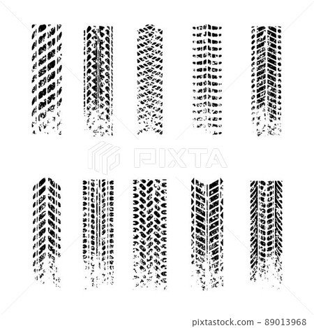 Tire tracks grunge round corners set 89013968