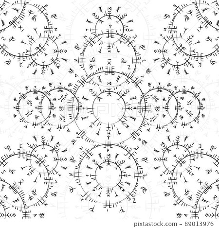 Circle black runes full background 89013976