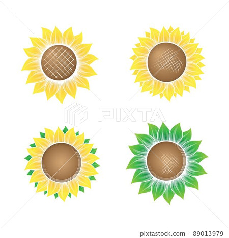 Gradient color sunflowers silhouettes set 89013979