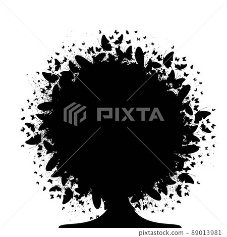 African woman grunge ink splash butterflies 89013981