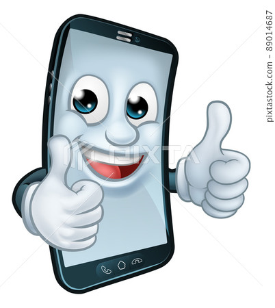 Mobile Phone Thumbs Up Cartoon Mascot Mobile Phone Thumbs Up Cartoon Mascot 89014687