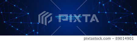 Website header or banner design with abstract polygonal background and connecting dots and lines. Global network connection. Digital technology with plexus background and space for your text. 89014901