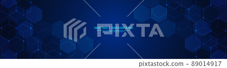 Banner design template. Abstract background with geometric shapes and hexagon pattern. Vector illustration for medicine, technology or science design. 89014917