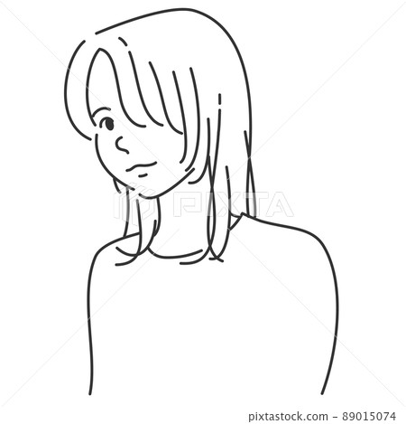 Girl with a line drawing with a transparent background 5 89015074