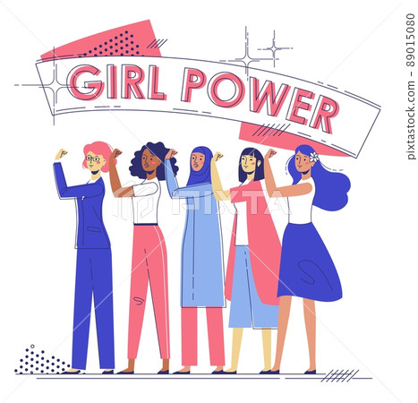 Girl Power concept with group of women feminists. 89015080