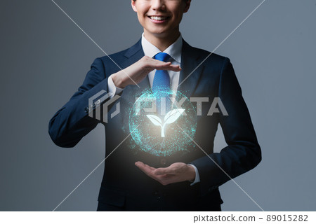 Young businessman (parts) carbon neutral decarbonized 89015282