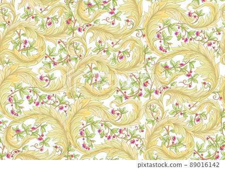 Decorative flowers and leaves in art nouveau style, vintage, old, retro style. Decorative flowers and leaves in art nouveau style, vintage, old, retro style. 89016142
