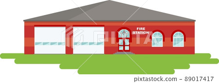 Panoramic background with fire station building in flat style. 89017417