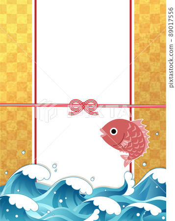 Sea background material, sea bream wave, gold checkered pattern Sea background material, sea bream wave, gold checkered pattern 89017556