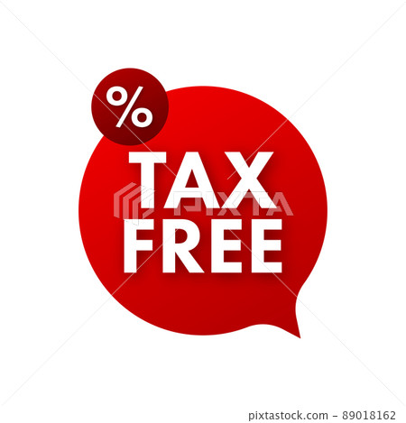 Modern red tax free sign on white background. Vector stock illustration. 89018162