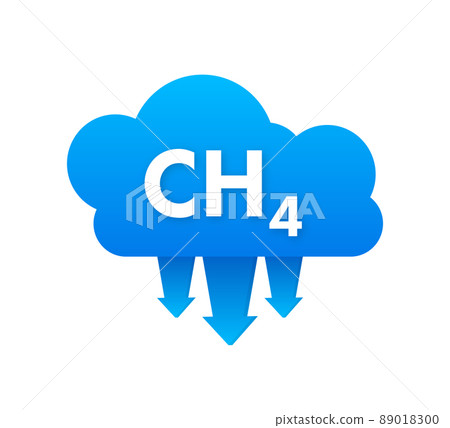 Methane, CH4 gas emissions reduction. Main component of fossil natural gas. Vector stock illustration. 89018300