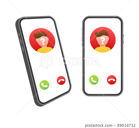 Unknown person call on smartphone screen. Incoming call. Vector stock illustration. Unknown person call on smartphone screen. Incoming call. Vector stock illustration. 89018732