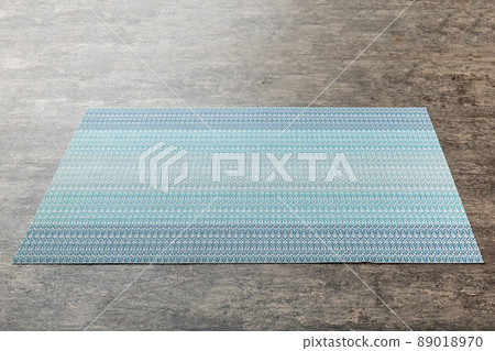 Perspective view of blue tablecloth for food on cement background. Empty space for your design Perspective view of blue tablecloth for food on cement background. Empty space for your design 89018970