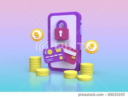 Protection shield with online shopping security concept illustration for business idea concept background Protection shield with online shopping security concept illustration for business idea concept background 89020205