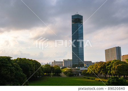 黃昏時分千葉市中央區千葉港塔從山上看 89020840