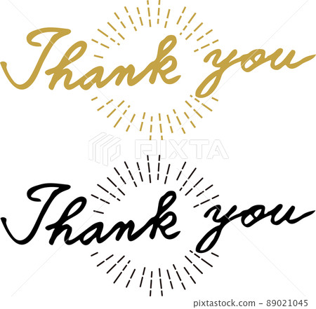 Thank you-letter-cursive-English handwritten radial logo set 89021045