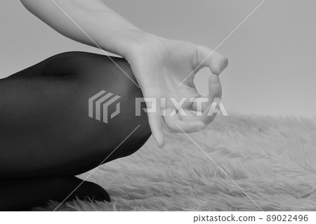 yoga pose closeup 89022496