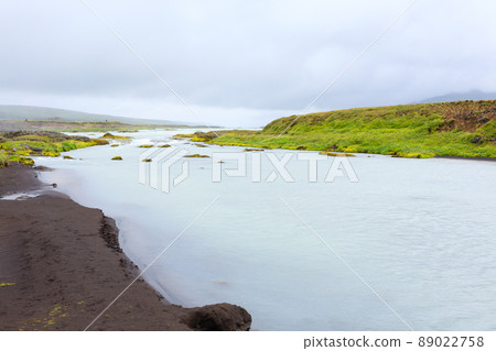 Godafoss falls in summer season view, Iceland 89022758