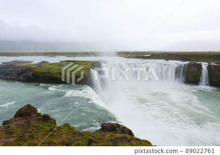 Godafoss falls in summer season view, Iceland 89022761