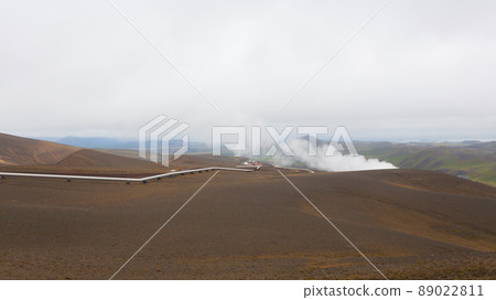 Viti crater with green water lake inside, Iceland Viti crater with green water lake inside, Iceland 89022811