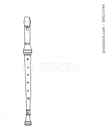 Recorder pen drawing illustration_vertical 89023344