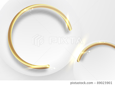 ABstract elegant white circles and 3D golden ring with glow lighting effect on clean background ABstract elegant white circles and 3D golden ring with glow lighting effect on clean background 89023901