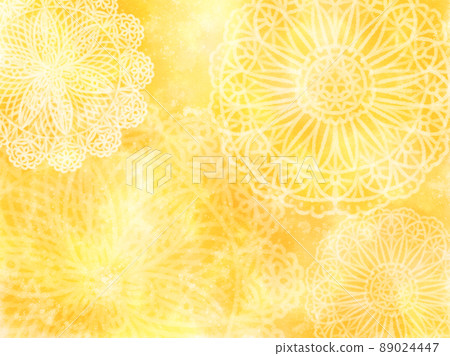 圓形花邊分層模擬水彩壁紙背景黃色 89024447
