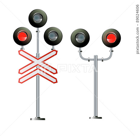 Road signs and railroad crossing barriers are used in the United States.traffic light, Railway barriers close isolated on white background, design concept for start up, business solutions, Road signs and railroad crossing barriers are used in the United States.traffic light, Railway barriers close isolated on white background, design concept for start up, business solutions, 89024606