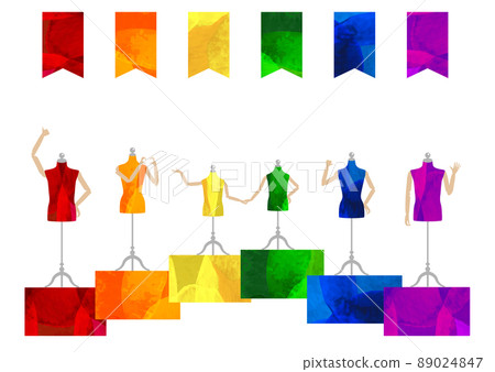 彩虹彩旗，軀幹插圖_LGBTQ+_背景材料 89024847